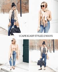 J.crew's long camel sweater blazer is a cozy way to elevate any outfit! 2 Ways To Style A Cape Scarf Red White Denim