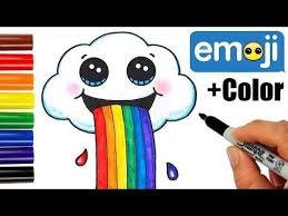 How To Draw Color A Cloud Puking Rainbows Step By Step Cute And Easy Youtube Cute Drawings Drawing Videos Smile Drawing