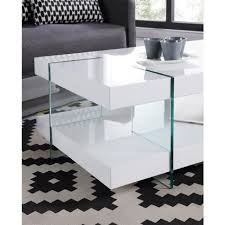 blanc laque brillant panneaux de particules pieds en verre 2 plateaux l 120 x l 60 x h 38 cm table basse blanc laque table basse blanc table basse