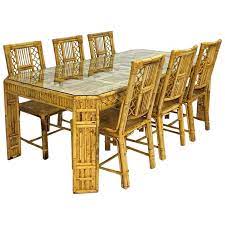 hot item bamboo bed night table / bedside table for home furniture. Mid Century Bamboo And Rattan Dining Table And Six Chairs 1 Rattan Dining Table Dining Chair Design Dining Room Table