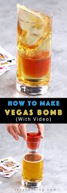 Fill a cocktail shaker with ice. Vegas Bomb Recipe Made From A Royal Flush Shot And Red Bull Drink
