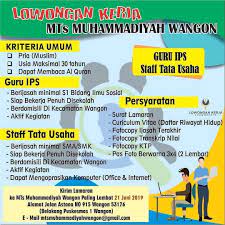 The company sells its products both in domestic and foreign markets.the company started commercial operations in may 1978. Lowongan Kerja Mts Muhammadiyah Wangon Mei 2019