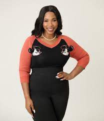 Disney Mickey & Friends Collection by Unique Vintage Plus Size Black & Orange Mickey Sweater