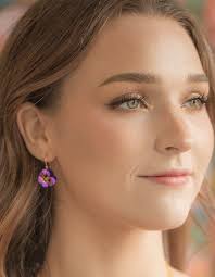 Garden Pansy Drop Earrings