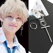 Jisensp Fashion Bts Earrings For Men Asymmetric Pop Jewelry Bangtan Boys V Dna Silver Earings Geometric Korean Earrings Bts Earrings Pop Jewelry Kpop Earrings