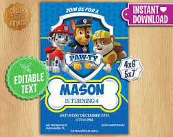 Paw Patrol Invitation Editable Text Customizable Paw Patrol Birthday Party Paw Patrol Invitations Paw Patrol Birthday Party Paw Patrol Birthday Invitations