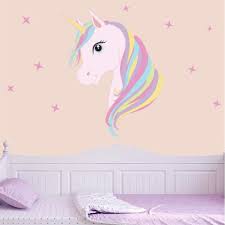 New Large Unicorn Stars Wall Decal Girls Fairy Cartoon Wall Art Stickers Children Nursery Bedroom Wall Stickers Bedroom Wall Stickers Unicorn Bedroom Decals