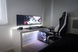 Black And White Pc Setup My Dev Battelstation Black And White Theme With A Little Bit Of Red Gaming Setup Game Room Gaming Desk Setup