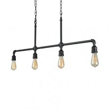 4 Lights Open Bulb Island Lighting Industrial Metal Pendant Lights With 51 Adjustable Chain In Black Susuohome Com