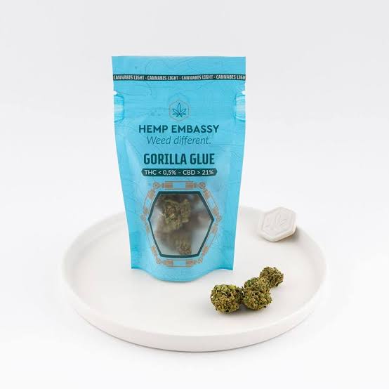 Pochon hermétique de fleur Gorilla Glue CBD certifié conforme au taux de THC légal