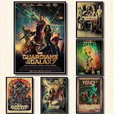 Get ready to go galactic with the guardians of the galaxy by creating your own super hero poster! Guardians Of The Galaxy Movie Poster Brown Kraft Paper Print Retro Poster Wall Art Painting Home Decoration Wall Sticker Centerforfuncontrol