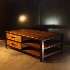 Custom coffee tables, slab tables, organic shaped rustic tables, natural edge tables, end tables, hall tables, nightstands and accent tables made to order and many in stock as well. Custom Industrial Coffee Table Les Nouveaux Brocanteurs