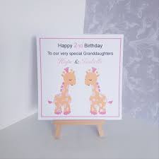 Grandchild Birthday Greetings For Granddaughter Personalised Twins Birthday Card For Girls Handmade 1st Etsy Birthday Cards For Twins Girl Birthday Cards First Birthday Cards