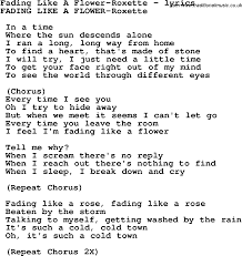 Don T Let The Sun Go Down On Me Lyrics Meaning Fading Like A Flower Roxette Flower Lyrics Funny Words Lyrics And Chords