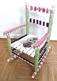 Child Rocking Chair Hand Painted Personalized And Custom Wood Rocking Chair Baby Sho Painted Rocking Chairs Whimsical Furniture Whimsical Painted Furniture