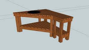 Large Preview Of 3d Model Of Big Green Egg Wood Top Corner Table Corner Table Big Green Egg Big Green Egg Table