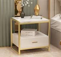 Table De Chevet en Marbre De Luxe Léger avec 1 Tiroirs, Table De Chevet  Moderne Simplicité pour Chambre À Coucher Blanche, Armoire De Chevet en Fer  ...