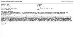 Dishwasher Cover Letter