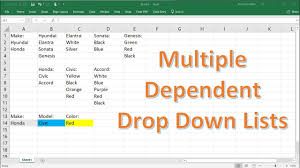 How To Create Multiple Dependent Drop Down Lists In Excel Youtube