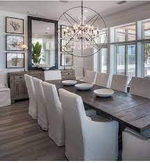 When we have guests over to eat food, it's usually done in the dining. The Gray Tan Time Floors I Love The Floor And The Mirror Largediningroomtable Modern Farmhouse Dining Room Farmhouse Dining Room Modern Farmhouse Dining