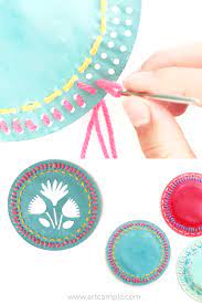 Folk Art Sewing Plate Art Camp Sewing Crafts Kids Art Projects Arts And Crafts For Teens
