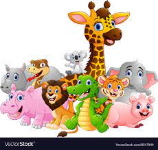 Illustration Of Happy Safari Animal Cartoon Download A Free Preview Or High Quality Adobe Illustrator Ai E Safari Baby Animals Cartoon Animals Safari Animals