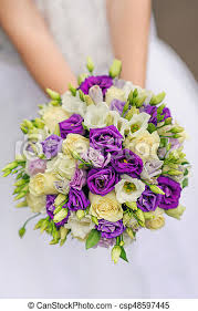 Brides n blooms designs purple orchid bouquet. Beauty Wedding Bouquet Of Violet And White Roses In Bride Hands Canstock