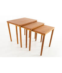 Two 2 vintage wood teak veneer nesting side tables mid century modern htf. Mid Century Modern Danish Teak Nesting Tables
