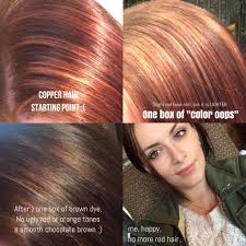 Got Rid Of My Gross Copper Hair Had Lots Of Red And Orange In It Now It Is A Smooth Dark And Light Brown No Bleach P Color Oops Dyed