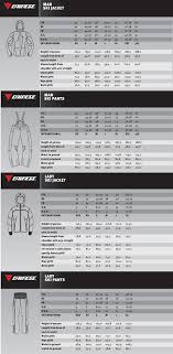 Dainese Outerwear Size Chart