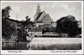 postkarte greifenberg pommern marienkirche und wasserfall dorking painting england