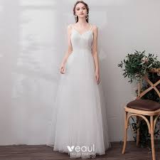 Top marken günstige preise große auswahl. Schlicht Ivory Creme Brautkleider Hochzeitskleider 2019 A Linie Schleife Spaghettitrager Armellos Ruckenfreies Lange