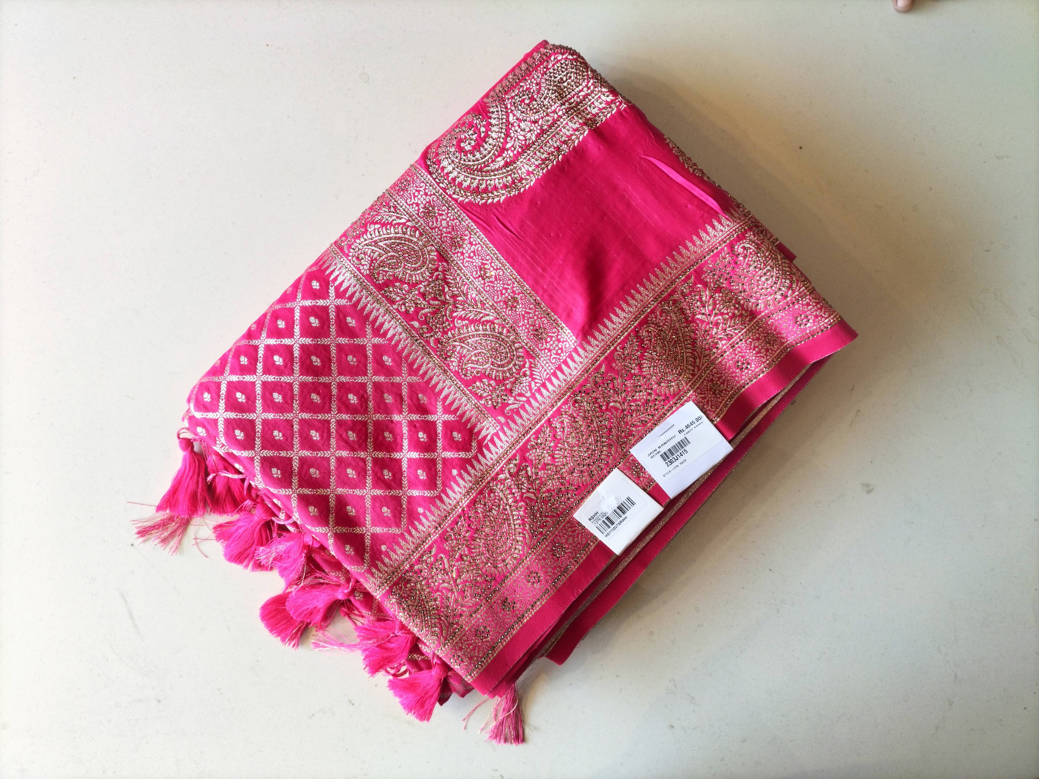 Pink Art Silk Zari Work Saree product image