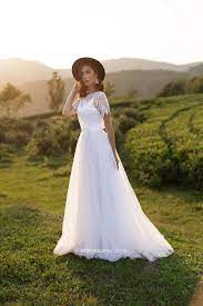 Asol Beach Wedding Dress Lace And Tulle Lace Short Sleeves Dress Mountain Wedding Wedding Dresses Wedding Dresses Lace Lace Beach Wedding Dress