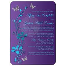 Wedding Invitation Turquoise Blue Purple Silver Flowers Butterflies Purple Wedding Invitations Turquoise Wedding Invitations Wedding Invitations