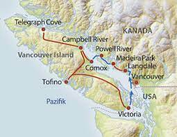 It is a 180 km (110mi) stretch of rainforest, seashore and mountains. Sunshine Coast Und Vancouver Island Cruising Reise