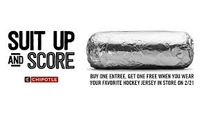 Read the terms and conditions of the chipotle deal. Chipotle Offers Bogo Deal For Customers Wearing Hockey Jersey Abc27