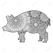 Farm animals are fun and adorable, which is probably why kids love pig coloring pages. Hand Drawn For Adult Coloring Pages With Pig Monochrome Sketch Royalty Free Cliparts Vectors And Stock Illustration Image 93874269