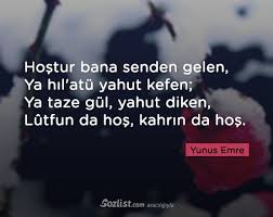 Hostur Bana Senden Gelen Ya Hil 8217 Atu Yahut Kefen Ya Taze Gul Yahut Diken Lutfun Da Hos Kahrin Da Hos Yunus Emre S Ozlu Sozler Alintilar Guzel Soz