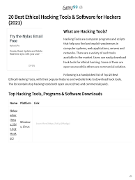 Inside, you will learn the basics of hacking for beginners. 20 Best Ethical Hacking Tools Software For Hackers 2021 Security Hacker Password