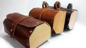 Bicycle Saddle Bag Leather And Wood Bicycel Handcrafts Bike Bage Leder Fahrrad Radtasche Fahrradtasche