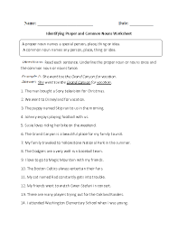 It is a beautiful park. Proper And Common Nouns Worksheets Identifying Proper And Common Noun Worksheet