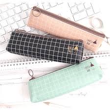 2young Pastel Check Pattern Zipper Pencil Case School Pencil Case Zipper Pencil Case Diy Pencil Case