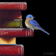 Birds Of Cape Cod Book Got Book Worms Eastern Bluebird Oil Painting By Camille Engel Birds Painting Art Book Worms