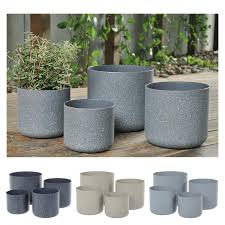 Modern garden pots are an essential part of the modern garden. Round Plastic Plant Pots Set Of 4 Sandstone Effect Planters Home Garden 14 22cm Ebay
