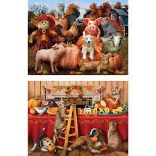 Thanksgiving at grandma's 300 large piece jigsaw puzzle. Set Of 2 Thanksgiving Pets 300 Large Piece Jigsaw Puzzles Spilsbury