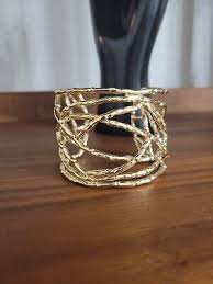 Vintage Kendra Scott Bamboo Patricia cuff Bracelet Gold Tone