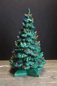 Vintage Lighted Ceramic Christmas Tree Multi Colored Lights 13 Inches Star Base Ceramic Christmas Trees Christmas Tree Vintage Lighting