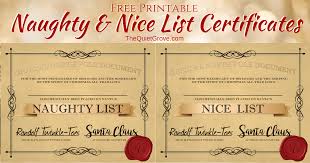 There are over 1,250 certificate designs, including formal templates, school certificates, sports themed choices, cute awards, holiday. Free Printable Naughty And Nice List Certificates The Quiet Grove