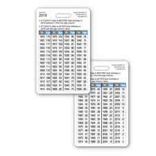 Age Calculation Chart Vertical Badge Card Id Pocket Guide Quick Cheat Sheet